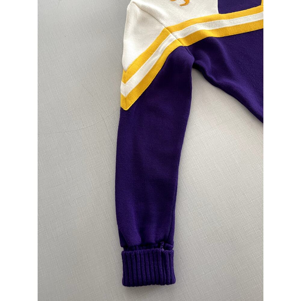 Dehan Sz L Vintage Cheerleader Sweater Purple Acrylic 80's Uniform Islanders - Picture 8 of 13